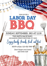 White Illustrative Labor Day Bbq A4 template