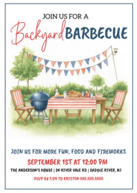 White Illustrative Labor Day Bbq A6 template