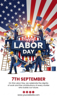 Белый Labor Day Celebration Historia de Instagram Template