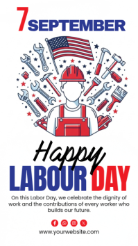 白色 Labor Day Celebration Historia de Instagram Template