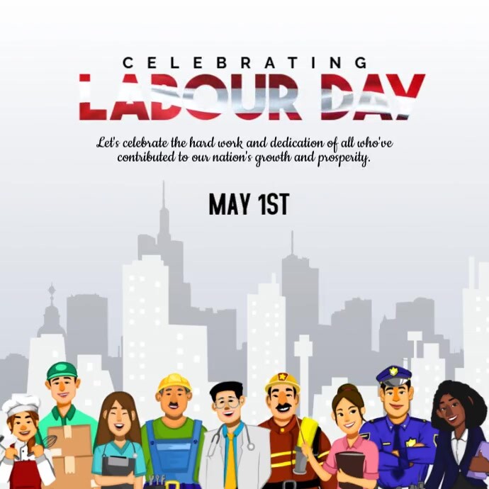 White Illustrative Labour Day Instagram Post template