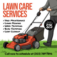 White Illustrative Lawn Care Services Instagram Post template