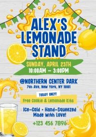 White Illustrative Lemonade Stand A5 template