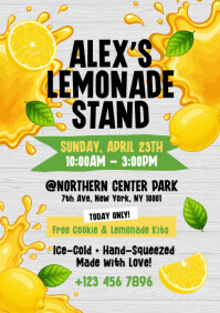 Lemonade Design Ad Green Illustrative Lemonade A5 Template | PosterMyWall