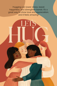 White Illustrative Let's Hug Day Poster template