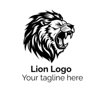 White Illustrative Lion Logo Logo Logotipo template