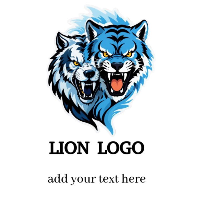 White Illustrative Lion Logo Logo Template | PosterMyWall