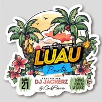White Illustrative Luau Party Instagram Post template
