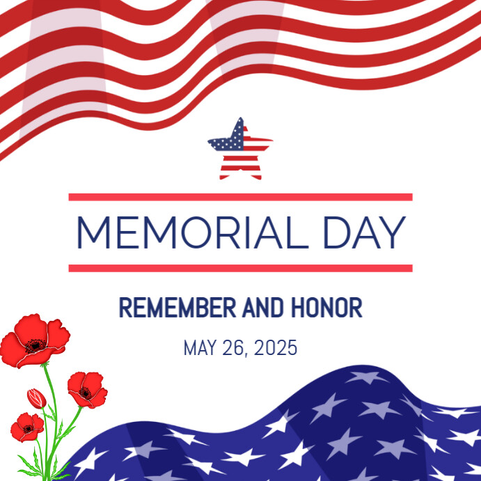 White Illustrative Memorial Day 2025 Instagram Post Template | PosterMyWall