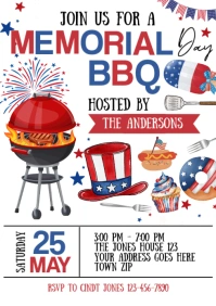 White Illustrative Memorial Day Bbq Event A4 template