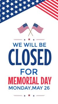 White Illustrative Memorial Day Business Closed Instagram Story template