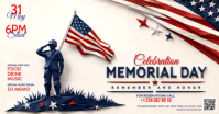 White Illustrative Memorial Day Celebration Facebook Shared Image Video template