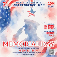 White Illustrative Memorial Day Celebration Instagram Post Video template