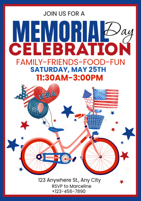 Copy of White Illustrative Memorial Day Celebrations A4 | PosterMyWall