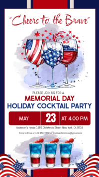 White Illustrative Memorial Day Cocktail Party Instagram Story template