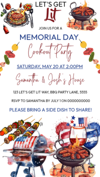 White Illustrative Memorial Day Cookout Party Instagram Story template