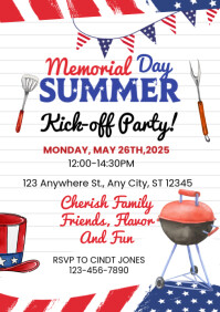 White Illustrative Memorial Day Event A4 template