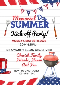 White Illustrative Memorial Day Event A4 template