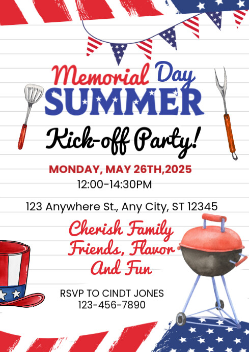 Plantilla de White Illustrative Memorial Day Event A4 | PosterMyWall