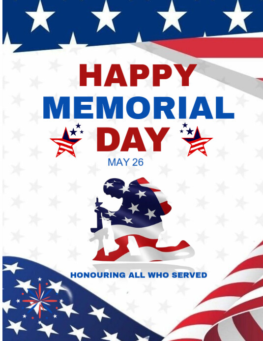 White Illustrative Memorial Day Flyer (us Letter) Template | PosterMyWall