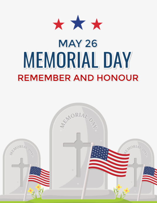 White Illustrative Memorial Day Flyer 2025 Template | PosterMyWall