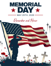 White Illustrative Memorial Day Flyer template