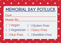 White Illustrative Memorial Day Potluck Food Allergens Postcard Postal template