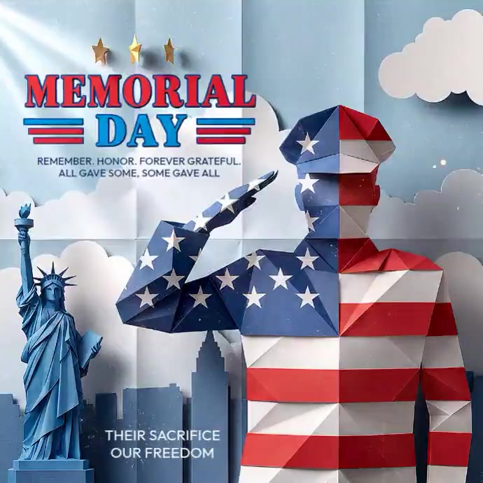 Grey Memorial Day Square Template | PosterMyWall