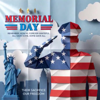 White Illustrative Memorial Day Square Video Isikwele (1:1) template