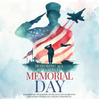 White Illustrative Memorial Day Square Video Quadrato (1:1) template