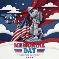 White Illustrative Memorial Day Square Video Quadrat (1:1) template