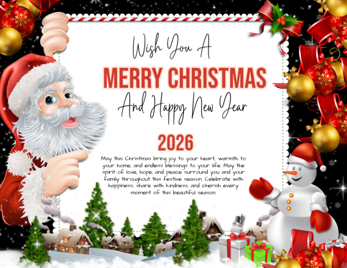 White Illustrative Merry Christmas And Happy New Year Flyer (us Letter ...