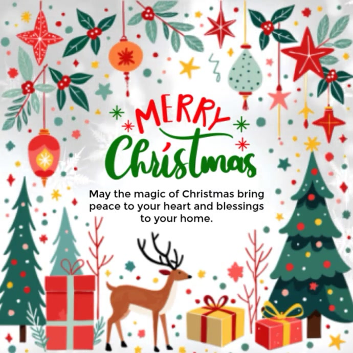 White Illustrative Merry Christmas Design Instagram Post Template ...