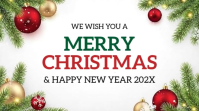 White Illustrative Merry Christmas Video Template Digital Display (16:9)