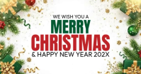 White Illustrative Merry Christmas Video Template Facebook Shared Image