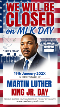 White Illustrative Mlk Day Closed Instagram Story template