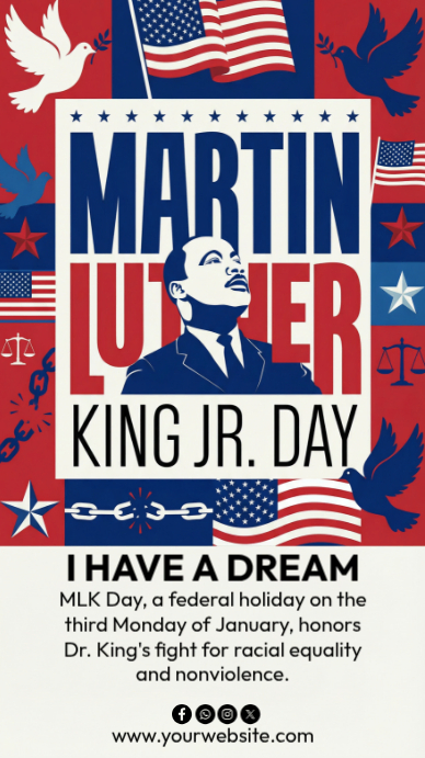 White Illustrative Mlk Day Instagram Story Template | PosterMyWall