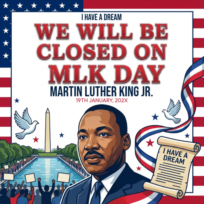 White Illustrative Mlk Day Square (1:1) Template | PosterMyWall