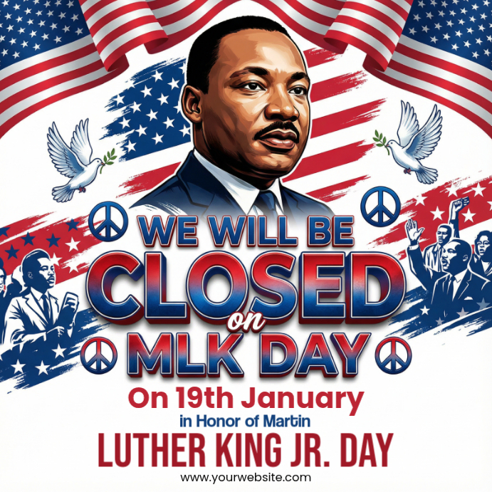 Copy of White Illustrative Mlk Day Square (1:1) | PosterMyWall