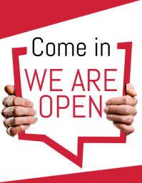 White Illustrative Modern & Minimal We Are Open Flyer (us Letter) template