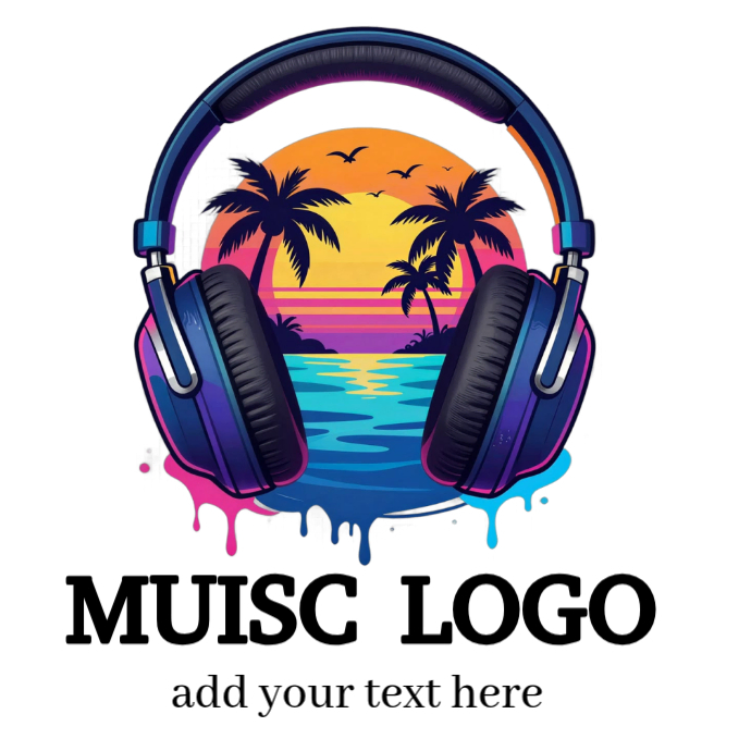 White Illustrative Music Logo Template | PosterMyWall