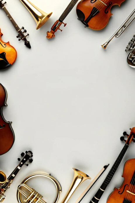 Musical Instruments Frames White Illustrative Musical Instruments Frame Background Poster เทมเพลต ...