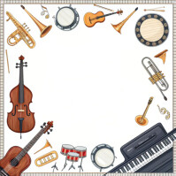 White Illustrative Musical Instruments Instagram Post template