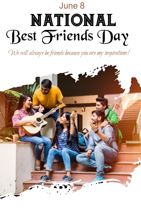 White Illustrative National Best Friends Day Poster template