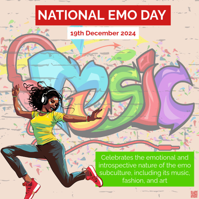 White Illustrative National Emo Day Instagram Post Template | PosterMyWall
