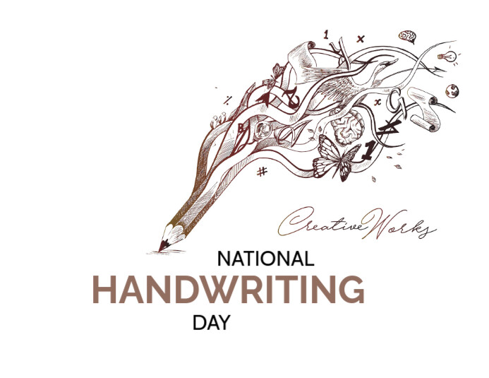 Hand Lettered Flyer Examples White Illustrative National Handwriting Day Flyer (us Letter) Template ...