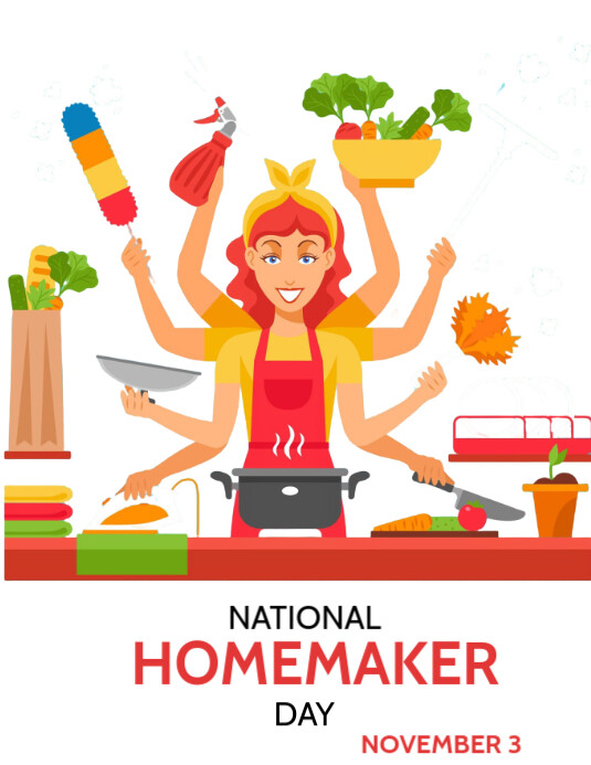 White Illustrative National Homemaker Day Flyer (us Letter) Template ...