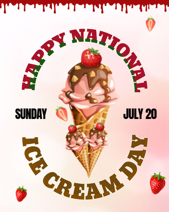 White Illustrative National Ice Cream Day Instagram Portrait template
