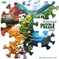 Blanco White Illustrative National Puzzle Day Online Design Flyer/template  Instagram Post Instagram Post