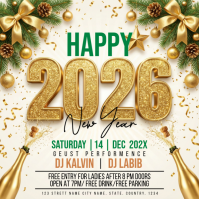 White Illustrative New Year Celebration Square (1:1) template